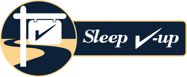 Path to Better Sleep Logo of a road leading to a road sign with a bed - returns you to course guidemap