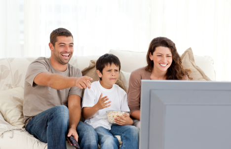 Family watching TV