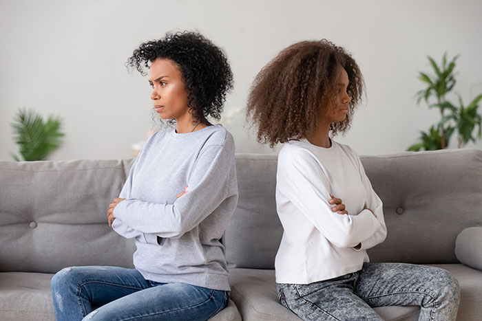 Mother and daughter upset at eachother