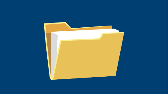 Illustration of a folder with papers in it.