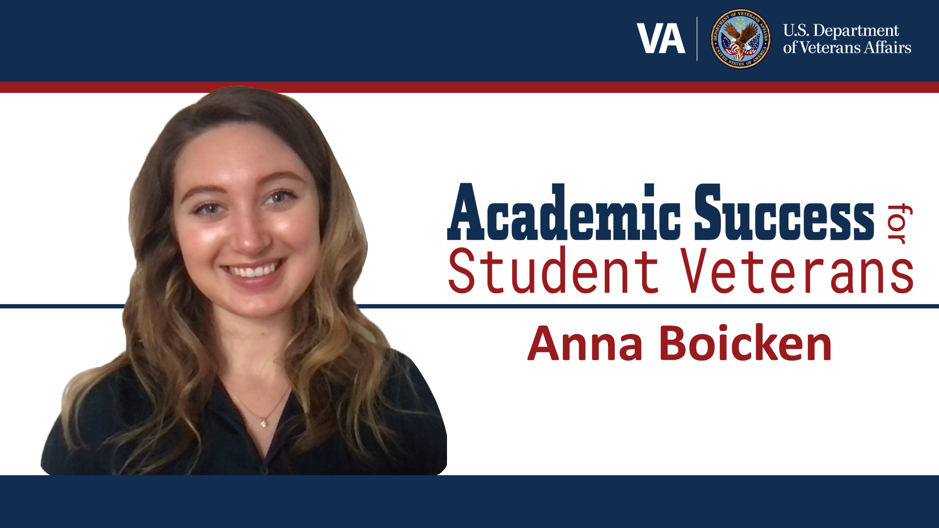Academic Success for Veterans Anna Boicken. Select to open introduction video in dialog modal.